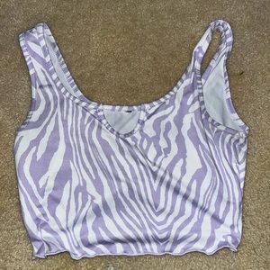 Purple zebra/animal print v-neck crop